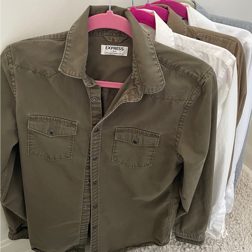 Men’s Small Shirt Bundle - Banana Republic - J.Crew -Express - 5 Button Downs